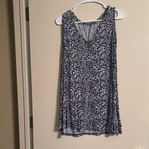 Lane Bryant Blue and White Floral Tank Top